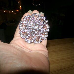 vintage clear rhinestone brooch